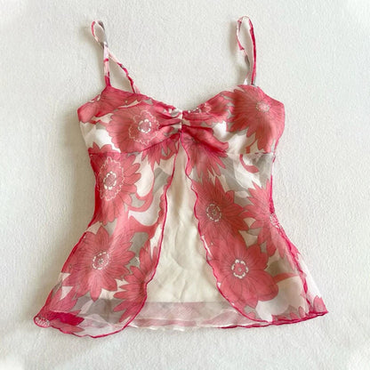 Y2K fashion retro clothing from the charming sweet sexy floral slender punk baby T-shirts streetwear halter tops aesthetic women red