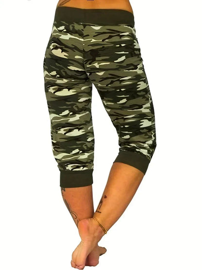 Plus Size 1XL-5XL Women's Casual Cargo Pants Women Yoga Workout Cropped Trousers Stretch Waist Athletic Fitness Sweatpants