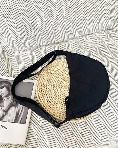 Casual Nylon Hobos Shoulder Bags for Women Lightweight Portable Ladies Crossbody Bag Simple Solid Color Female Handbags Purse black