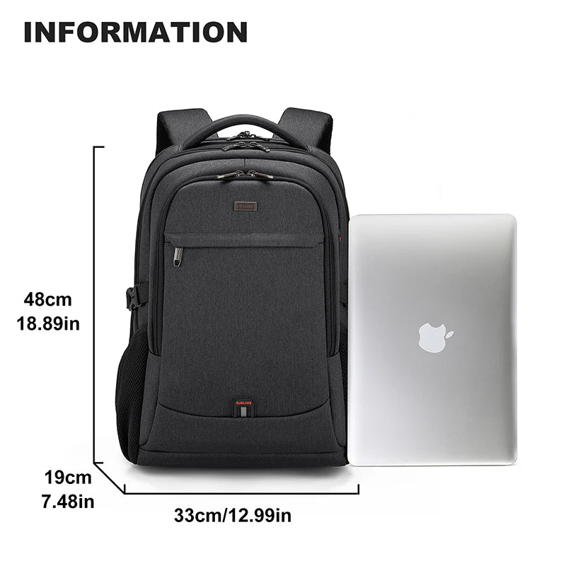 Men's 17.3 Inch Laptop Backpack for Travel College Backpack Waterproof Notebook Business Shoulder Bag With USB Charging Port