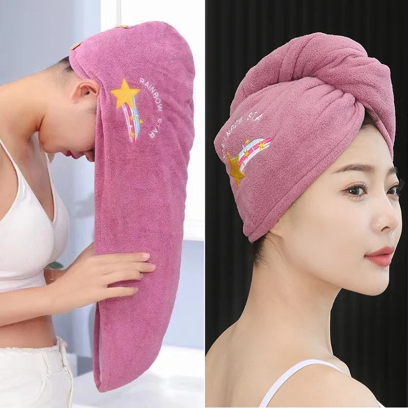 1pc Quickly Dry Hair Hat Super Absorbent Soft Bathroom Women Head Towels Girls Cute Hair Towel Hair Dry Wrap Bonnets Badiee Stylez