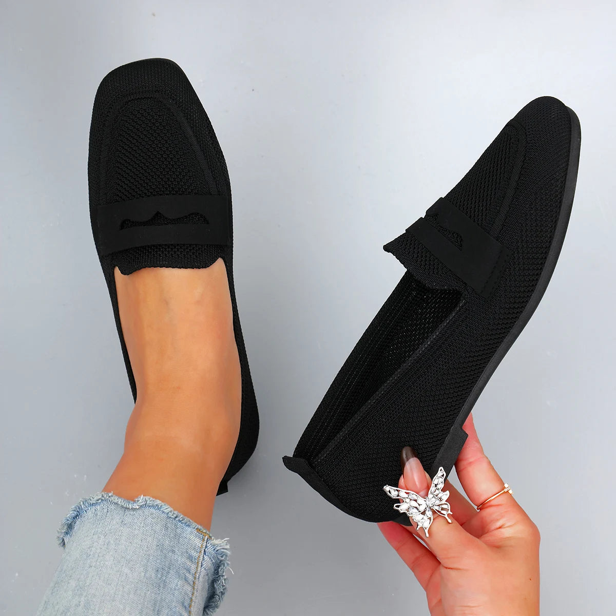 Women's summer breathable mesh flat shoes women's shoes casual sneakers shoes, clearance free shipping black
