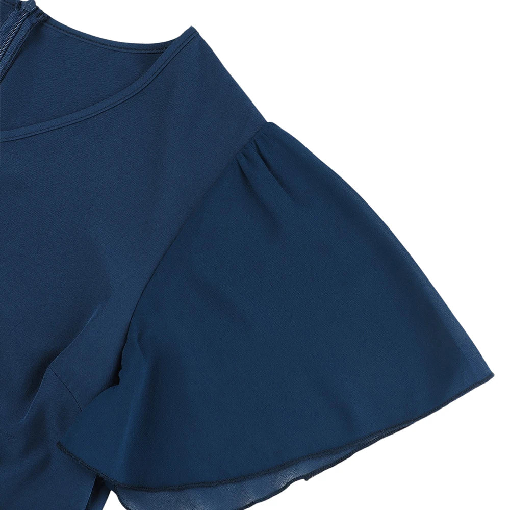 Plus Size Womens Elegant Butterfly Sleeve Sequin V-Neck Midi Dress Ladies Party Cocktail Evening Banquet Ball Gown Size 0XL-5XL