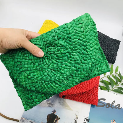 Corn Husk Weave Dinner Clutch Bag Women's Fashion Simple Solid Straw Large Purse Woman Summer Casual Vacation Ladies Wallet 2025 7