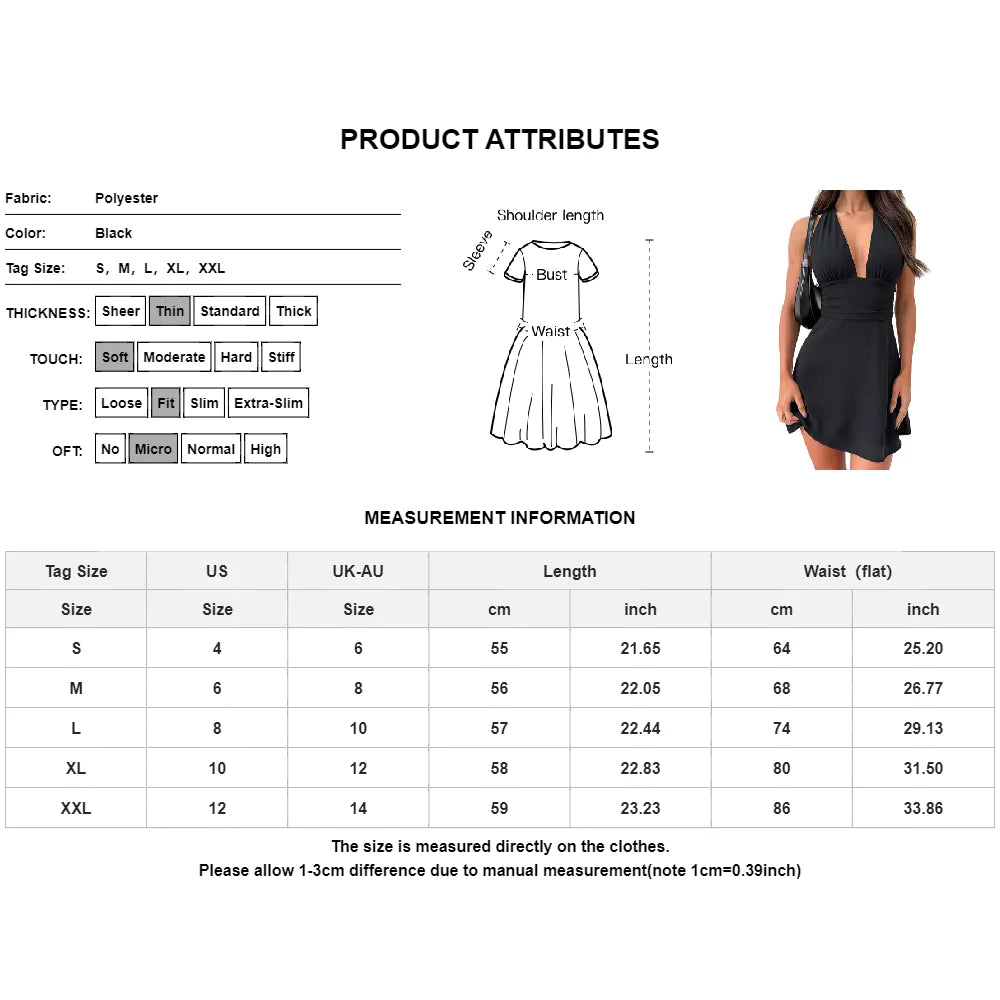 Halter Backless Black Sexy Women's Dress 2024 Fashion Korean Short Dress Elegant Female Clothing Evening Party Formal Occas Dres Badiee Stylez