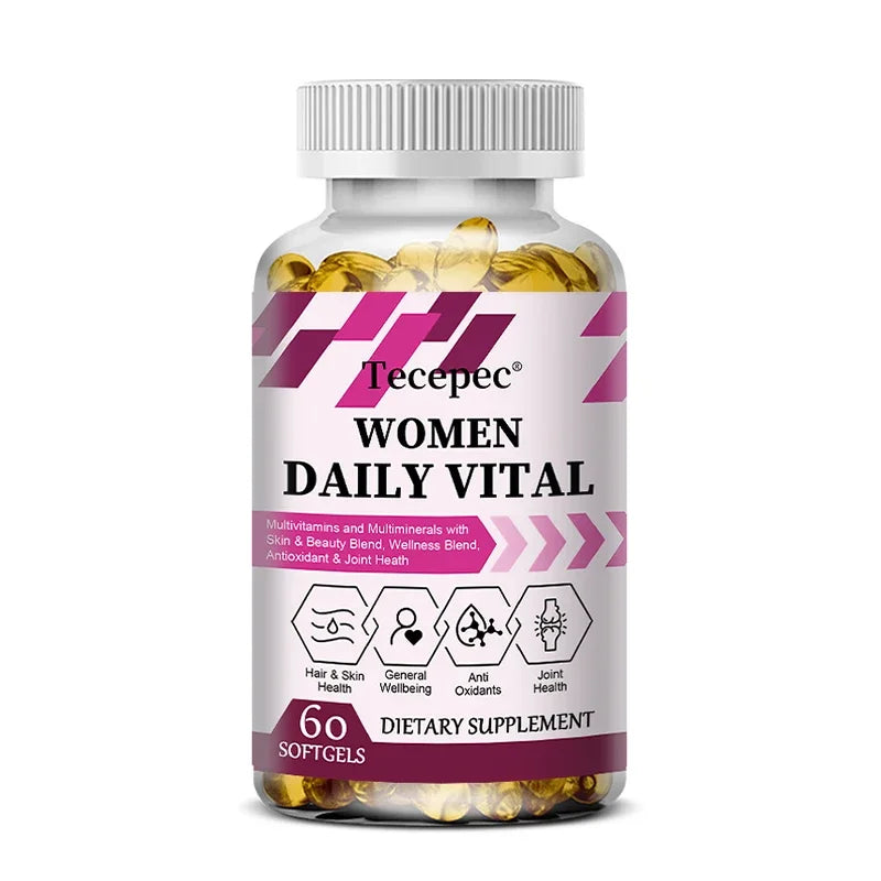 Women's Multivitamin Capsules, Repair Skin, Promote Liver Health, Improve Anemia and Vitamin Deficiency, Boost Energy 60 count-1 bottle