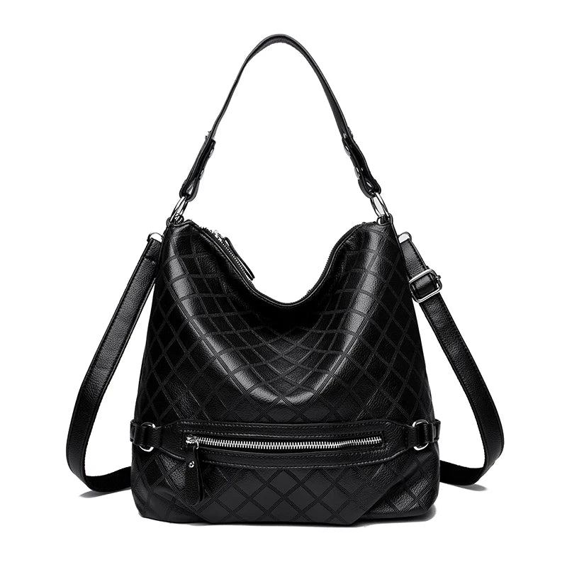 Genuine Brand High Quality Leather Casual Tote Luxury Handbags Women Bags Designer Shoulder Underarm Bags for Women Bucket Sac Black