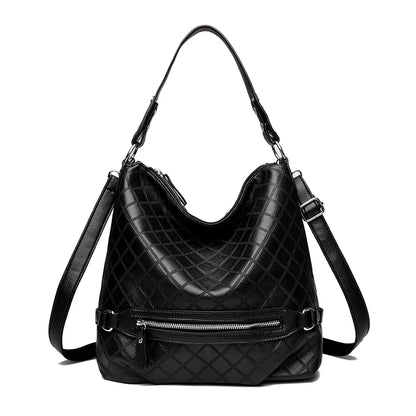 Genuine Brand High Quality Leather Casual Tote Luxury Handbags Women Bags Designer Shoulder Underarm Bags for Women Bucket Sac Black