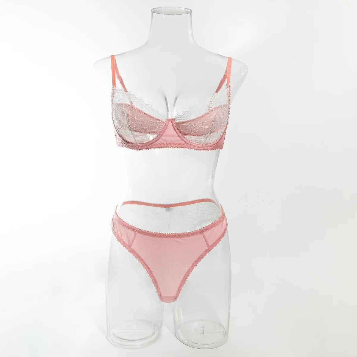 French Satin Lace Bra And Thong Set Sexy Ultrathint Lace Patchwork Lingerie Two Picec Sets Fancy Erotic Intimate Underwear Suit