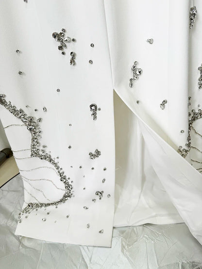 HIGH STREET Newest 2025 Designer Vestido Women's Long Sleeve Luxurious Crystal Diamonds Beaded Long Maxi Dress Badiee Stylez