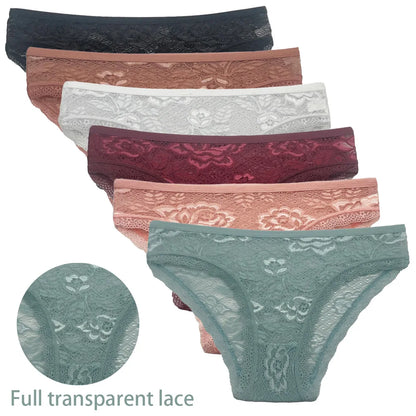 5 PCS/Set Mesh Briefs M-2XL Lace Panties Sexy Transparent Underwear Low Rise Panties Girls Intimates Lingeri Badiee Stylez