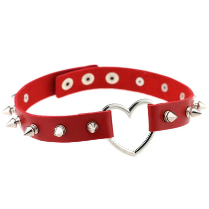 Punk Red Choker Necklace PU Leather Sexy Spiked Neck Strap Clavicle Collar Men Necklaces Hollween Women Y2K Jeweley Gift P112 red