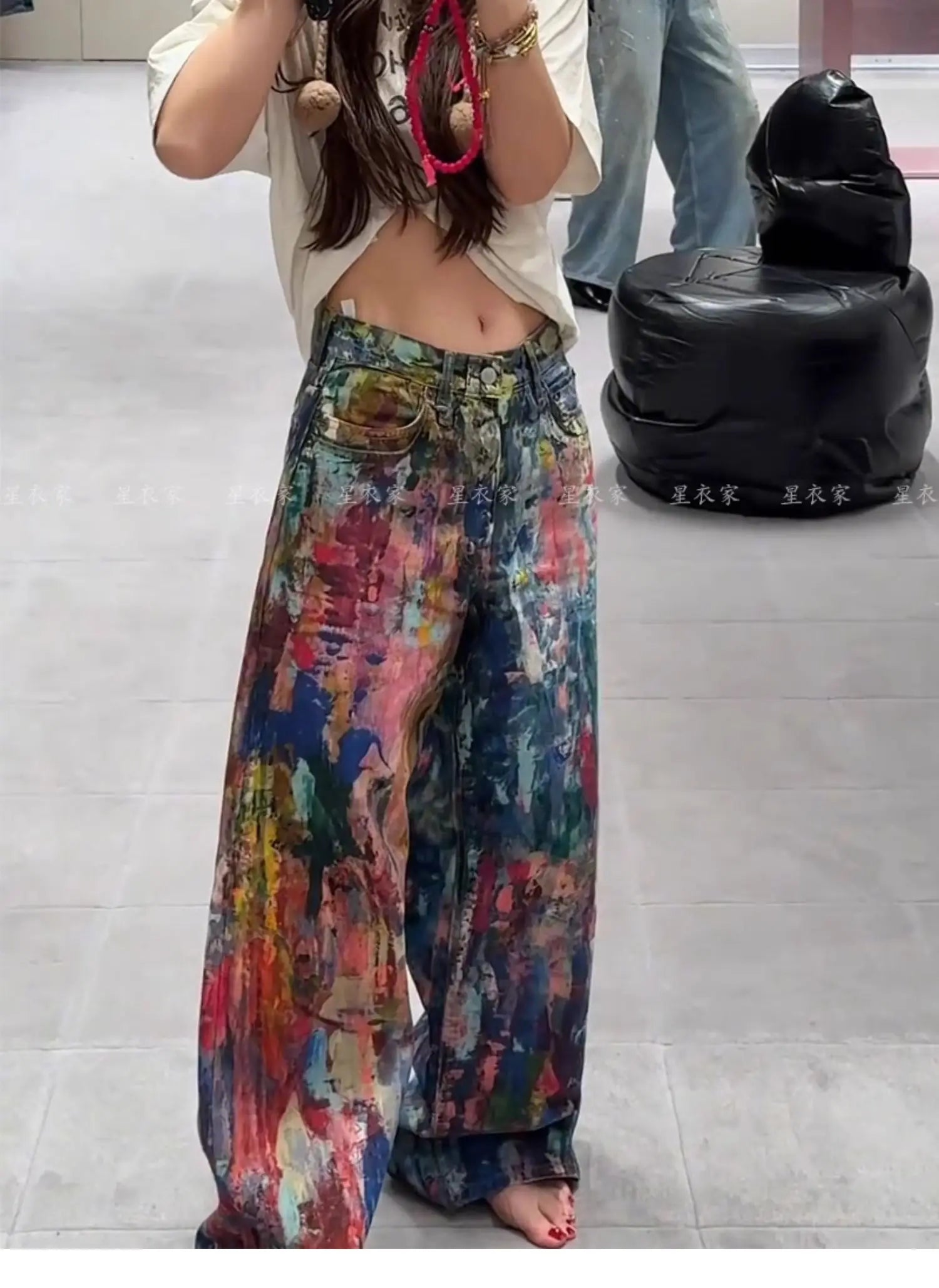 Y2k Jeans New Harajuku Hip Hop Camouflage Retro Oversize Denim Pants Fashion Women Clothing Straight Leg Wide Leg Jeans Streetwe