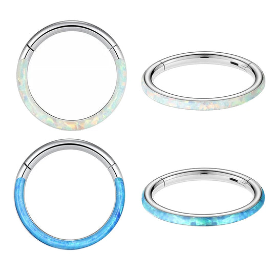 New Titanium Septum Piercing Nose Ring 8-10mm Opal Hinged Segment Clicker Ear Cartilage Earrings Helix Lip Piercing Body Jewelry