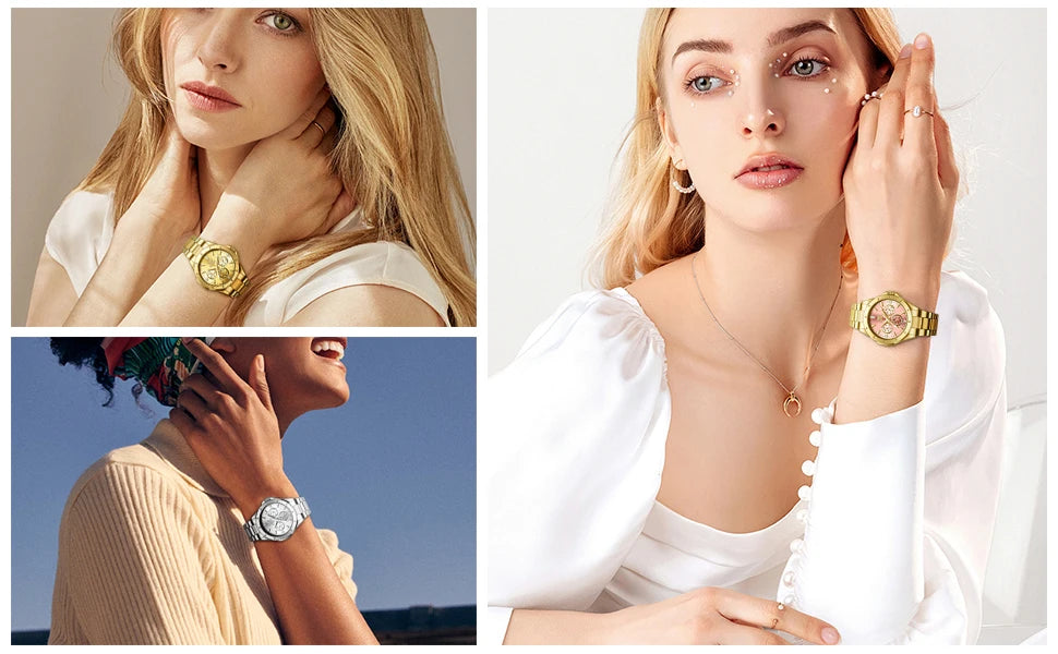 OPK 6001 Women's Watches Original Quartz Watch Waterproof Multifunctional Chronograph Ladies Watches Girls Gifts Reloj Mujer