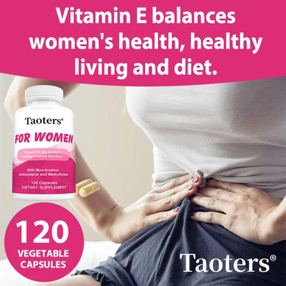 Myo-Inositol Capsules, with Vitamin E, Antioxidant, Helps Improve Skin Health, Balance Emotional Health, 120 Capsules