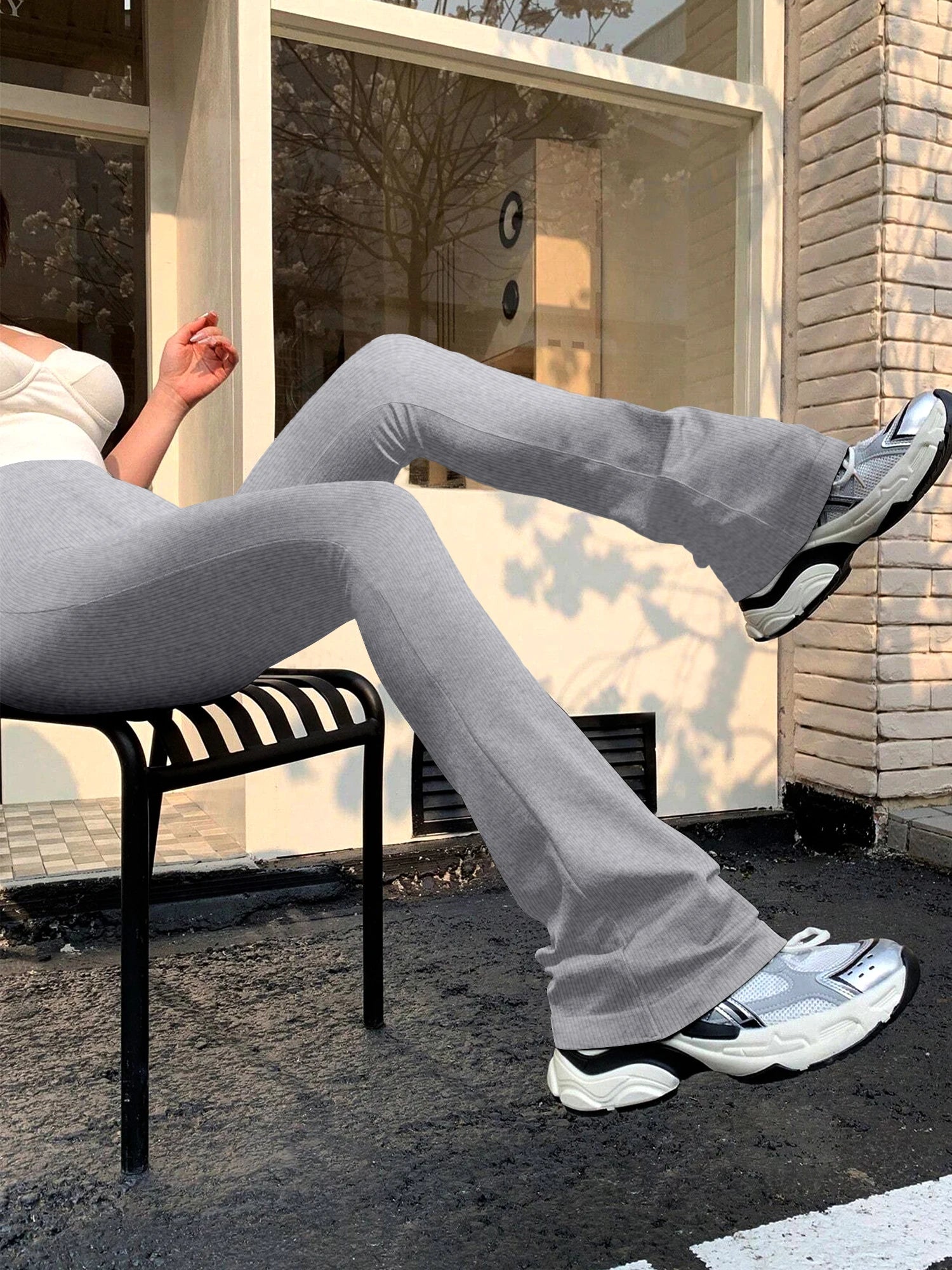 Women's Fashion Trousers Solid Colour High-waisted Flared Pants Slim and Skinny Women's Dragging Trousers Versatile Female Pants