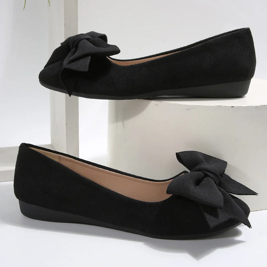Women's Bowtie Decor Soft Sole Ballet Flat Shoes 2025 Trend Comfort Slip On Loafers Woman Plus Size 42 Non Slip Casual Shoes