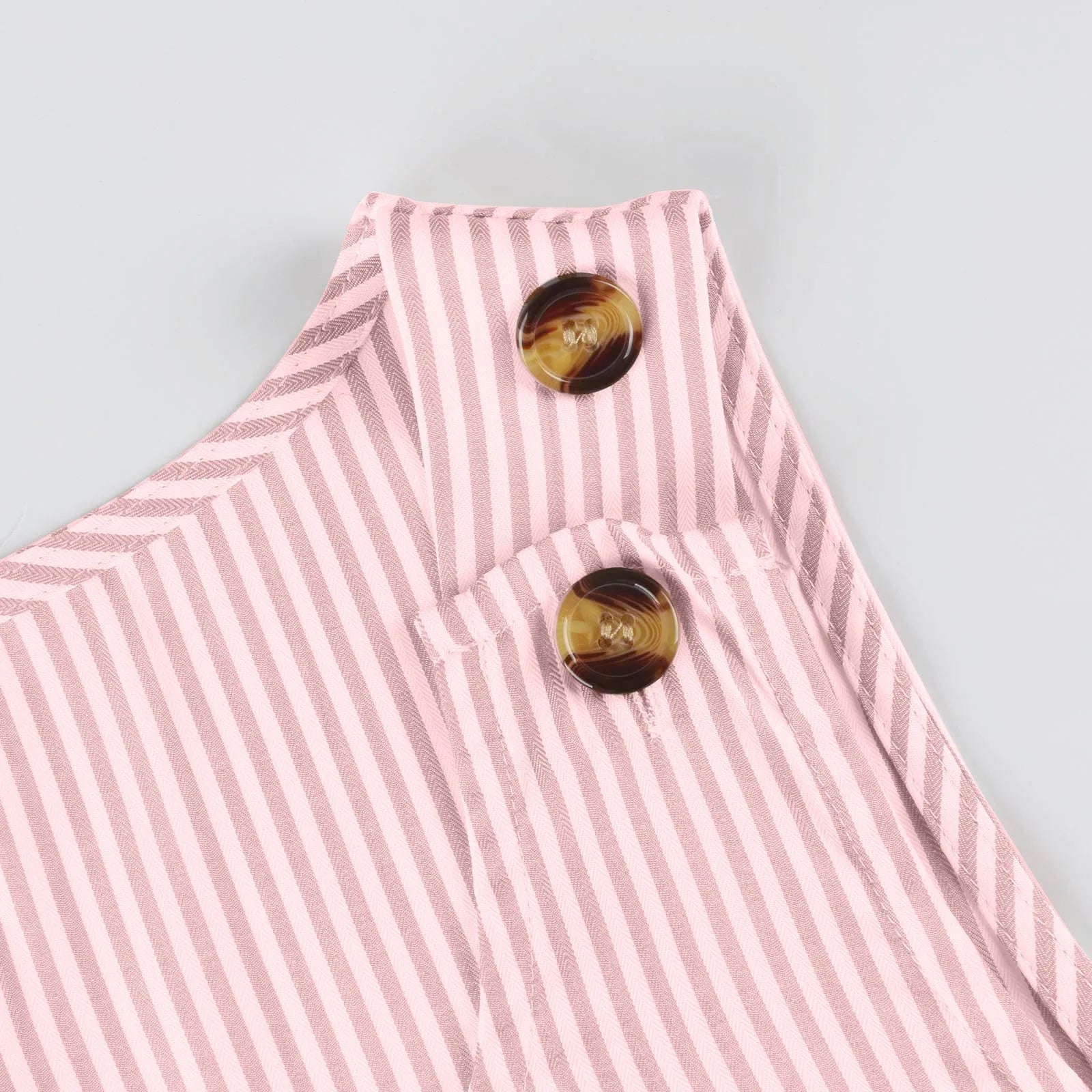 Summer Fashion Stripped Patchwork Commuting U-Neck Sleeveless Pockets Back Button Casual Straight Slimming Mini Dress For Women Badiee Stylez