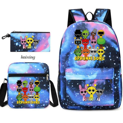 Hot Backpacks New Sprunki Students 3 PCS Set School Bag Teen Girl Boy Back To School Gift Leisure Mochila Teens Travel Bags Picture Color 12 16 inch