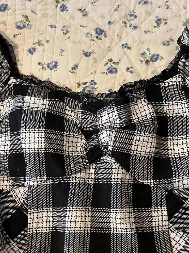 Y2k Harajuku Lattice Vintage Sleeveless Gothic Punk Summer Dresses Slim 2024 Short Dress Lace Sexy Korea Fashion Women Dresses Badiee Stylez