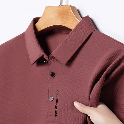 Men's Polo Shirt - Breathable & Comfortable Solid Color Top for Casual Business Style