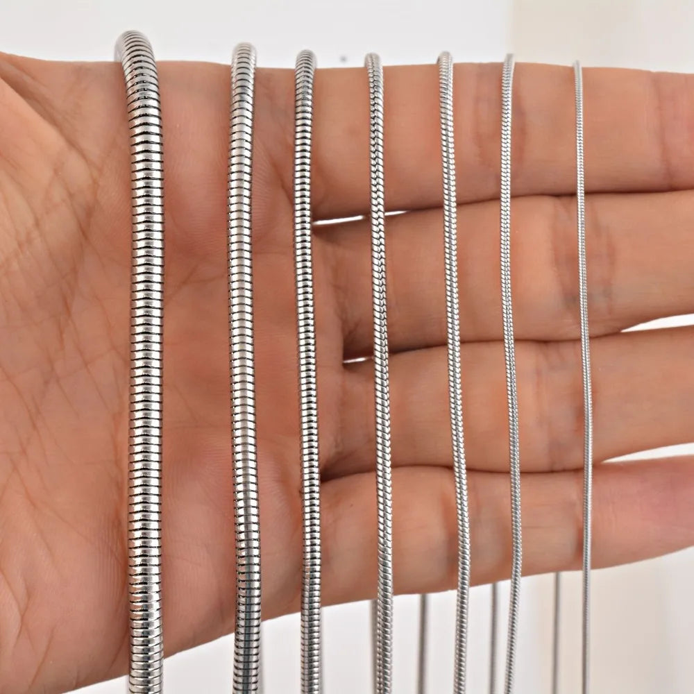 1 piece Stainless steel Round Snake Chain Pendant Necklace For Men Women Necklace Jewelry Badiee Stylez