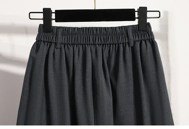 2025 Solid Color Versatile Medium Length Skirt Pleated Plus Size A-Line Maxi Gown Cover Hip Spring Summer New Half-length Skirt