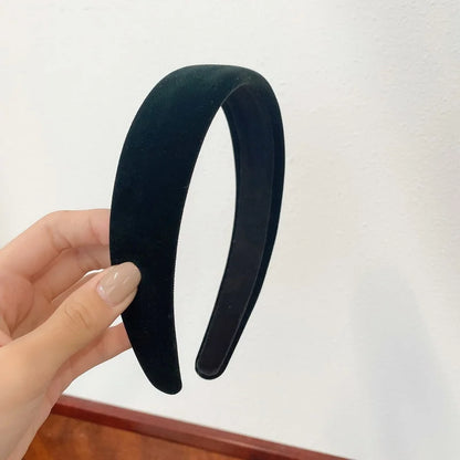 Autumn Winter Soft Velvet Cloth Sponge Padded Hairbands for Women Girls Casual Shopping Face Washing Dress Up Hair Accessories dark green