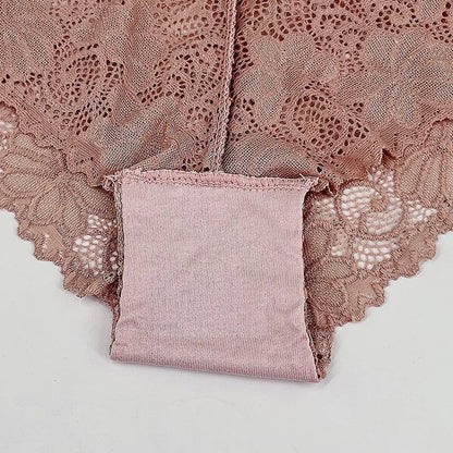 5 PCS/Set Mesh Briefs M-2XL Lace Panties Sexy Transparent Underwear Low Rise Panties Girls Intimates Lingeri Badiee Stylez