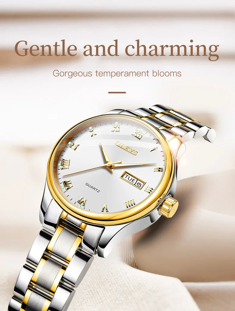 OLEVS Brand Belt Style Double Calendar Quartz Women's Watch 5582