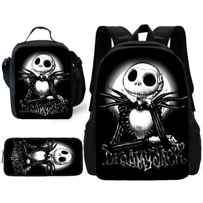 The Nightmare Before Christmas Child School Backpack with Lunch Bags ,Pencil Bags ,School Bags for Boys Girls Best Gift XHOO1-TZ-079-A7