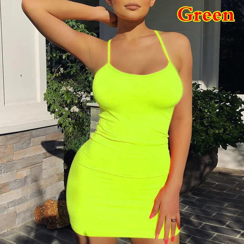 Summer Street Bodycon Dress Sexy Short Dress Nightclub Dress for Women Tight-Fitting Wrap Hip Over-The-Knee Sleeveless Dresses