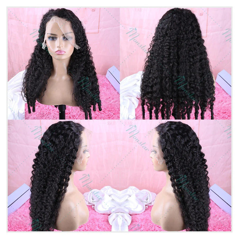 300% Density Burmese Curly Human Hair Wigs 13x4 13x6 HD Full Lace Frontal Wig 100% Human Hair Wigs with Spiral End Natural Black Badiee Stylez