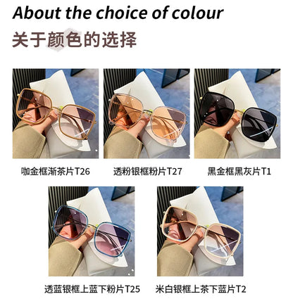 Fashion Square Sunglasses Women New Retro Decoration Glasses Men Leopard Blue Sun Glasses Gradient Shades UV400 Eyewear