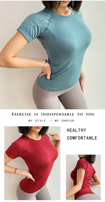 Women Fitness Sports T-shirt Tops Women Outdoor Sports Loose Short Sleeve Stitching Gym Running Female Quick Drying Breathable
