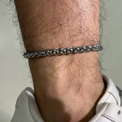 Waterproof Stainless Steel Cuban Wheat Chain Anklet Bracelets for Men, Summer Holiday Beach Foot Gifts Jewelry,Length Adjustable Badiee Stylez