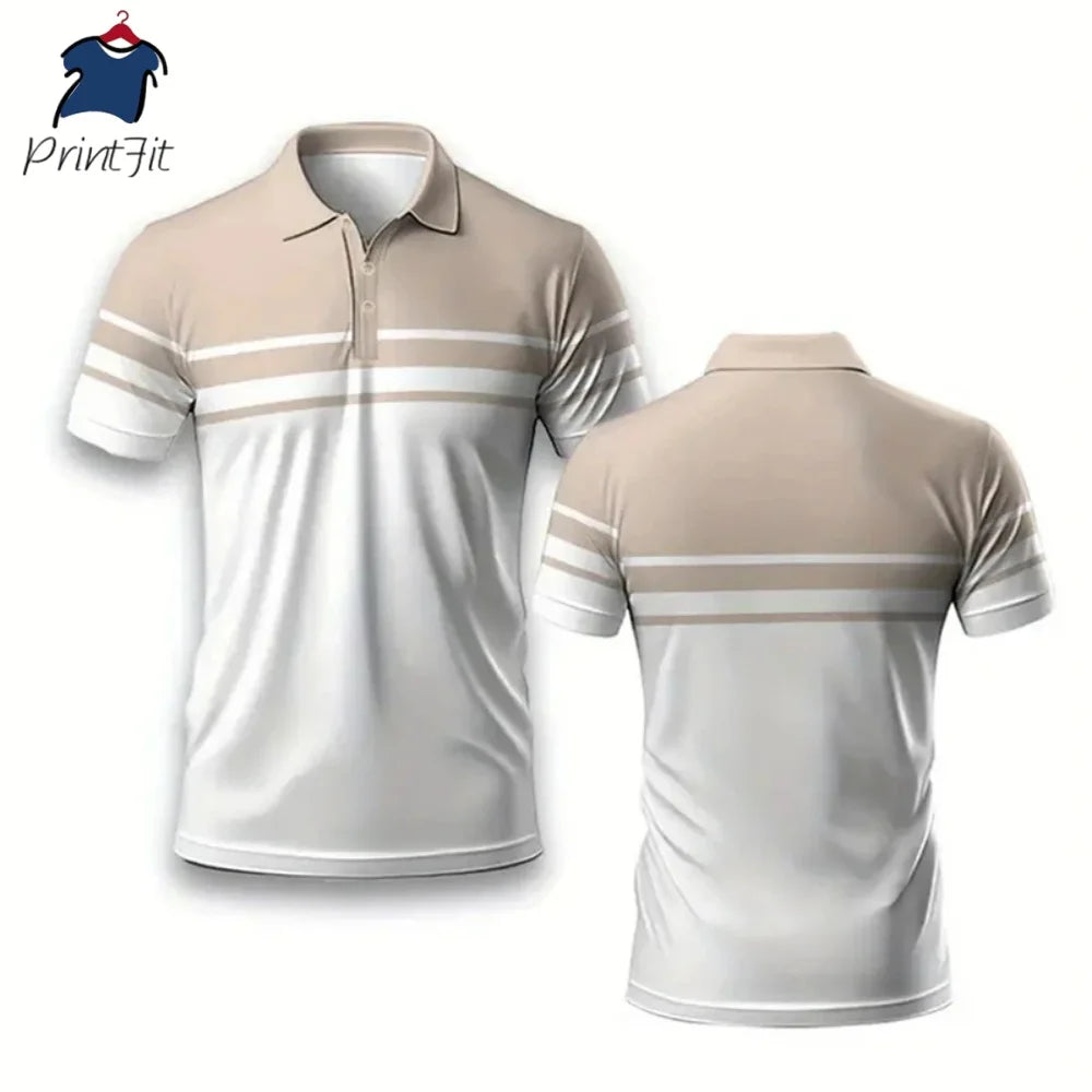 Men's Summer Striped Polo Shirt - Oversized Short Sleeve Sportswear | Confident Style for Every Occasion