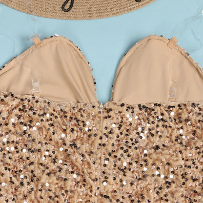 Women's Elegant Sequined Feather Slim Patchwork Bodysuits Spring Summer New Sexy Bodysuits Women Long Sleeve Backless Bodysuits