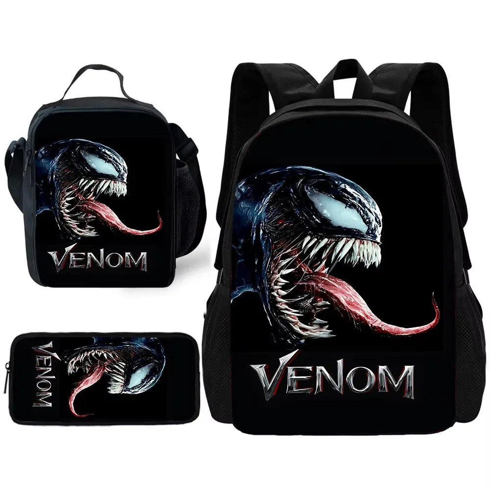 Marvels V-venoms Child School Backpack with Lunch Bags ,Pencil Bags ,School Bags for Boys Girls Best Gift XHOO1-TZ-102-A1