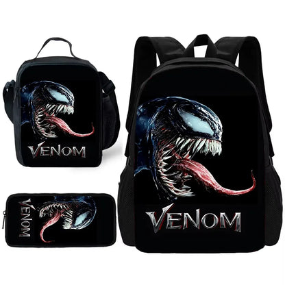 Marvels V-venoms Child School Backpack with Lunch Bags ,Pencil Bags ,School Bags for Boys Girls Best Gift XHOO1-TZ-102-A1