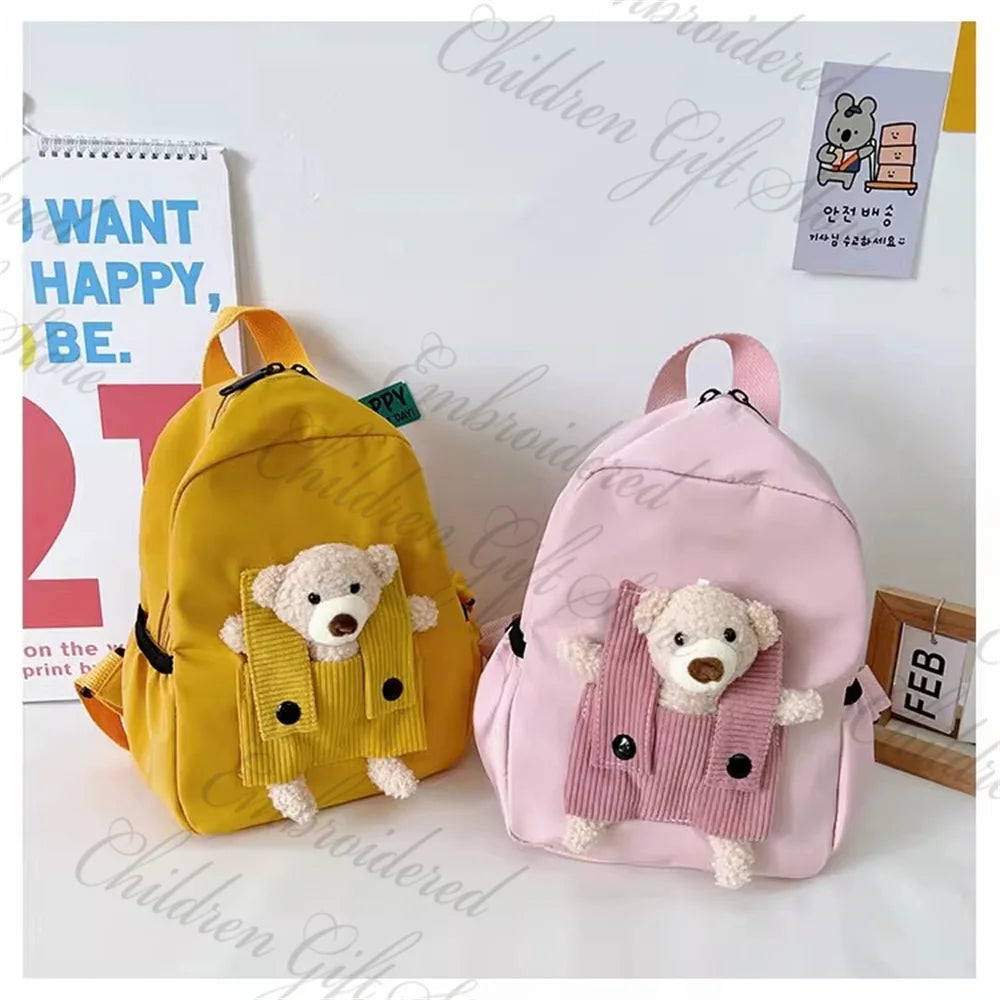 New Kids Cartoon Personalized Name Backpack Cute Baby Backpack Custom Embroidered Name Kindergarten Book Bag Outgoing Snackbags