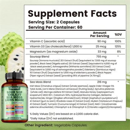 24-In-1 Soursop Supplement - Improve Skin Health, Anti-oxidation, Promote Digestion, Intestinal Detoxification