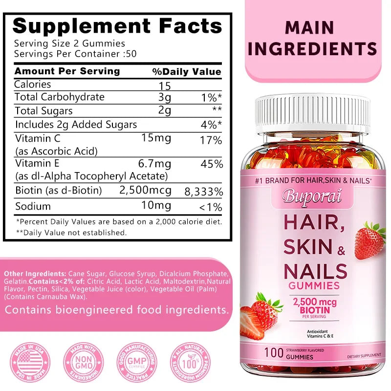 Hair, Skin and Nails Gummies - Supports Skin Care, Nails, Hair, Antioxidants and The Immune System, AntioxidantSupplements