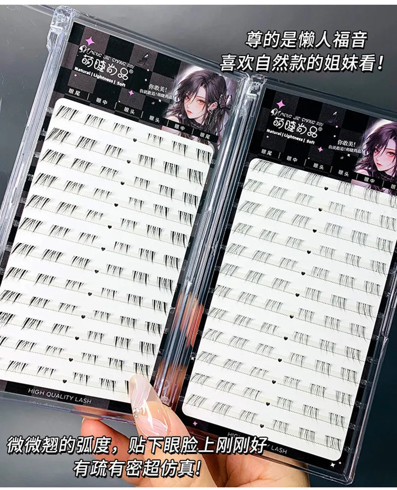 Self-adhesive Glue-free Lower False Eyelashes Fox Eyes Effect Winged Thick Segmented Under Lash Easy Application