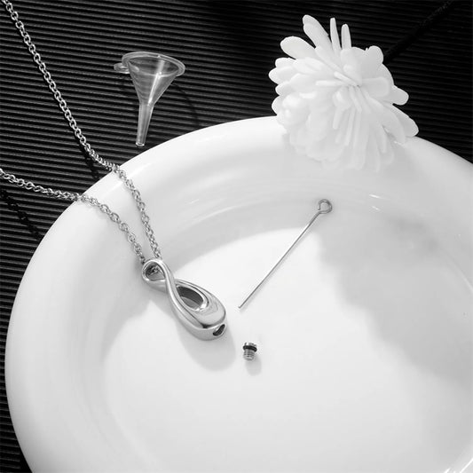 "Eternal Infinity Loop" Ashes Urn Pendant - Stainless Steel Cremation Jewelry for Human Ash Memorial Badiee Stylez