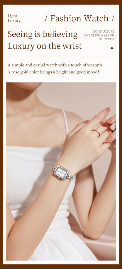 OLEVS 3665 Woman Watches Original Elegant Fashion Square Quartz Watch Chain Bracelet Ladies Watch Bracelet Gifts New Reloj Mujer