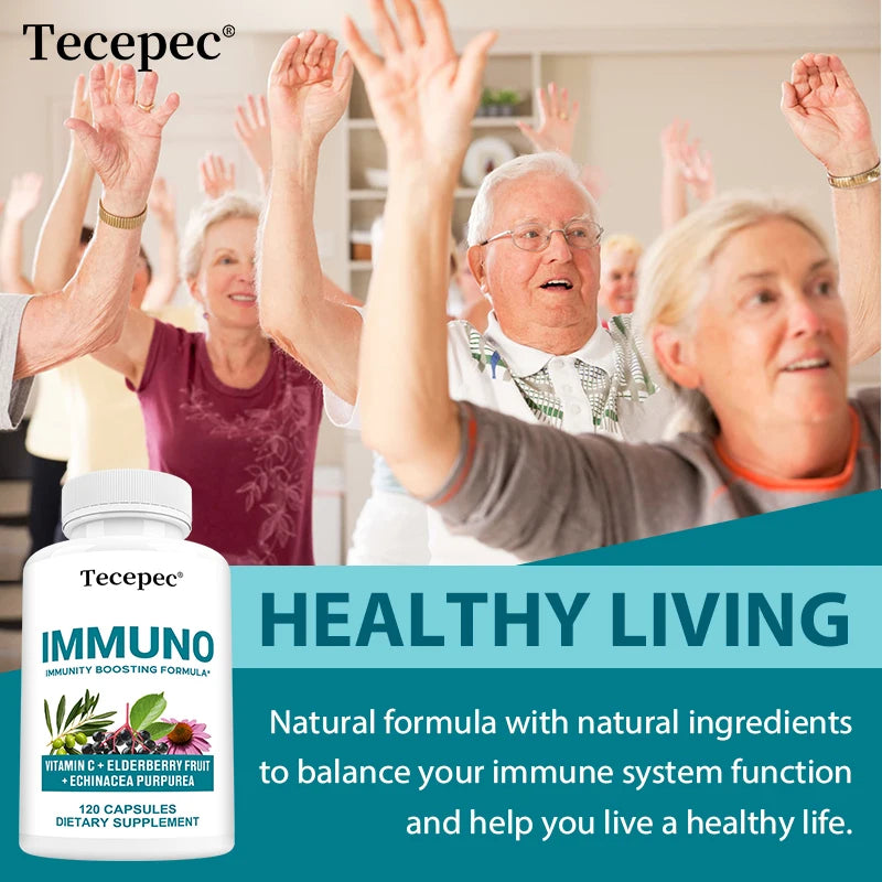 Immune Support Capsules - with Vitamin C, Elderberry Fruit, Echinacea Purpurea - Balances The Immune System and Physical Health