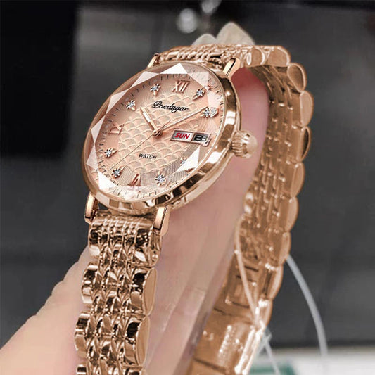 POEDAGAR Original Luxury Women Watch Week Date Waterproof Luminous Stainless Steel Woman Watches Simple Trendy Ladies Wristwatch