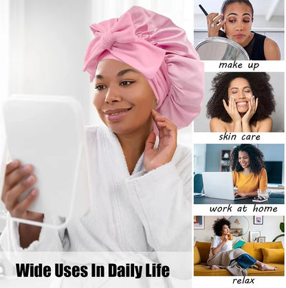 high-quality Mulberry Silk Sleeping Bonnet for Women Large Sleep Cap with Wide Elastic Tie Band for Curly Dreadlock Braid Hair C Badiee Stylez